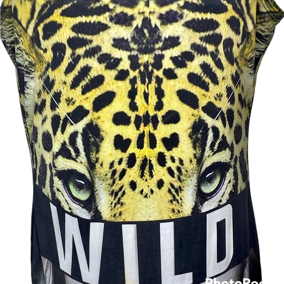 Blush Women's Cheetah Leopard WILD Dress 1X Yellow Black Red White Sleeveless - Picture 2 of 8